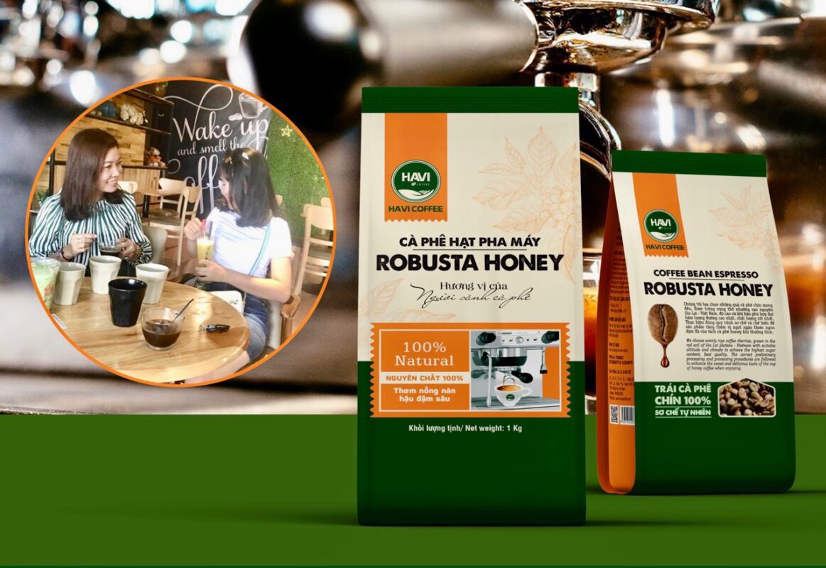 CÀ PHÊ HẠT PHA MÁY ROBUSTA HONEY TÚI 1KG